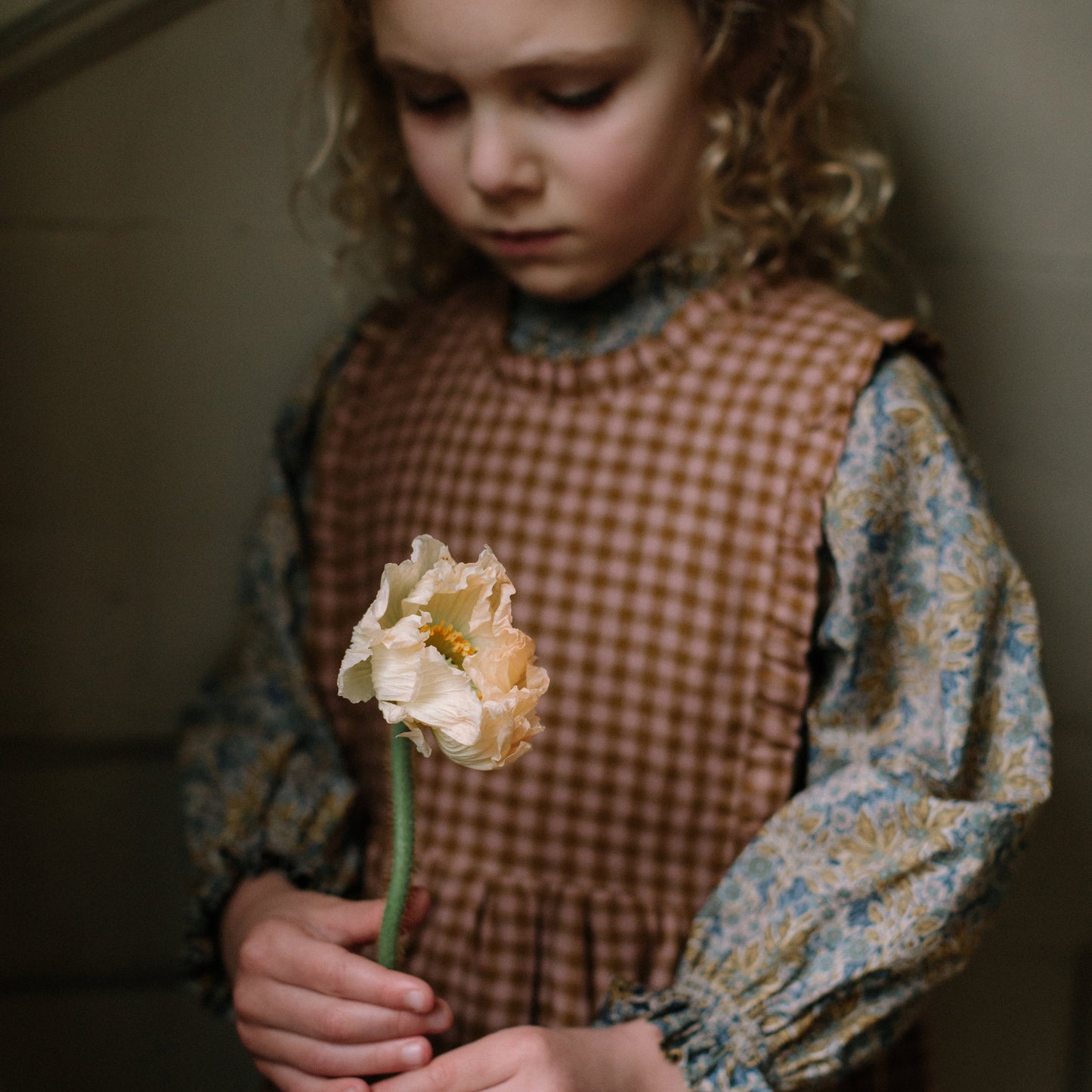 Marlow Pinafore - Rose & Caramel Check Linen