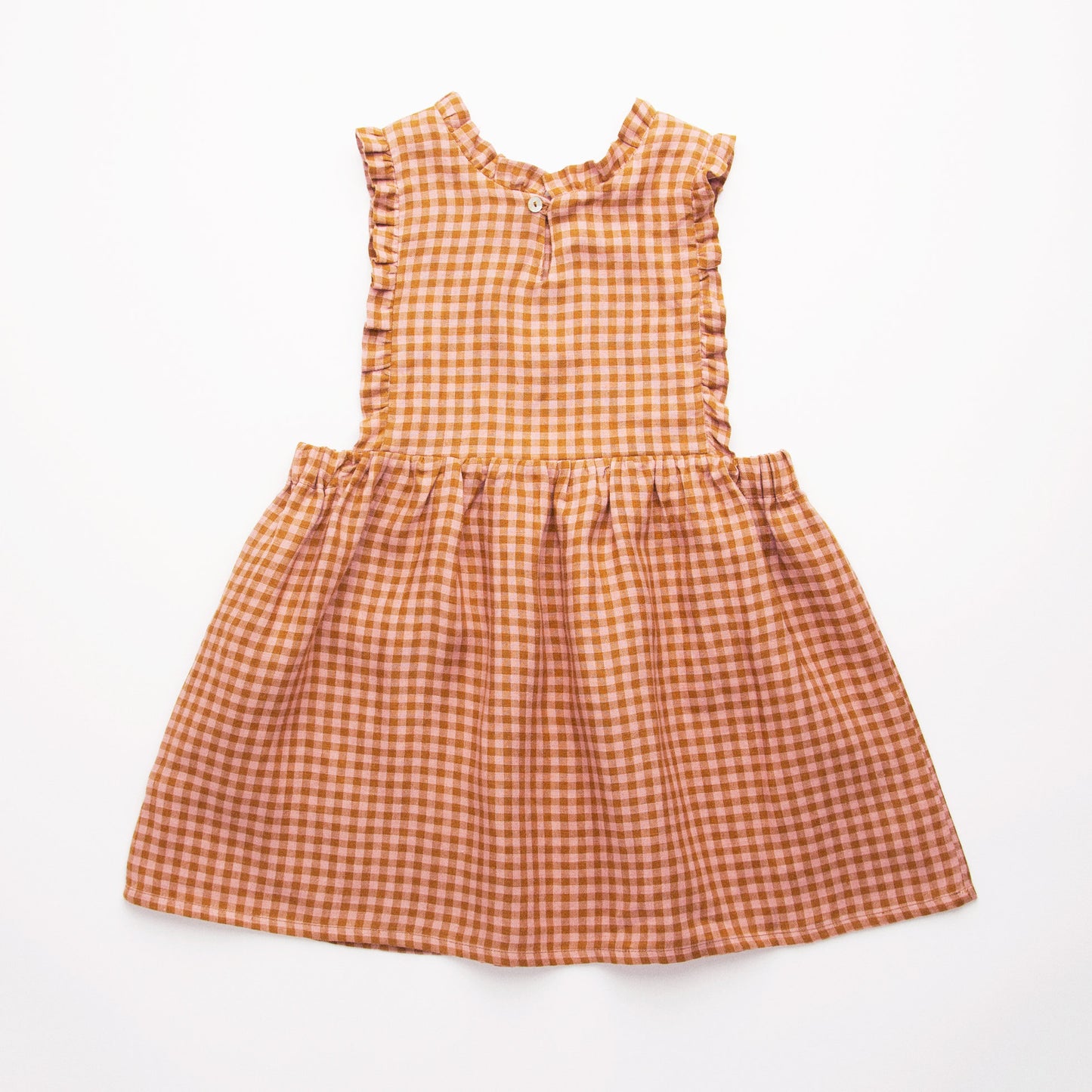 Marlow Pinafore - Rose & Caramel Check Linen