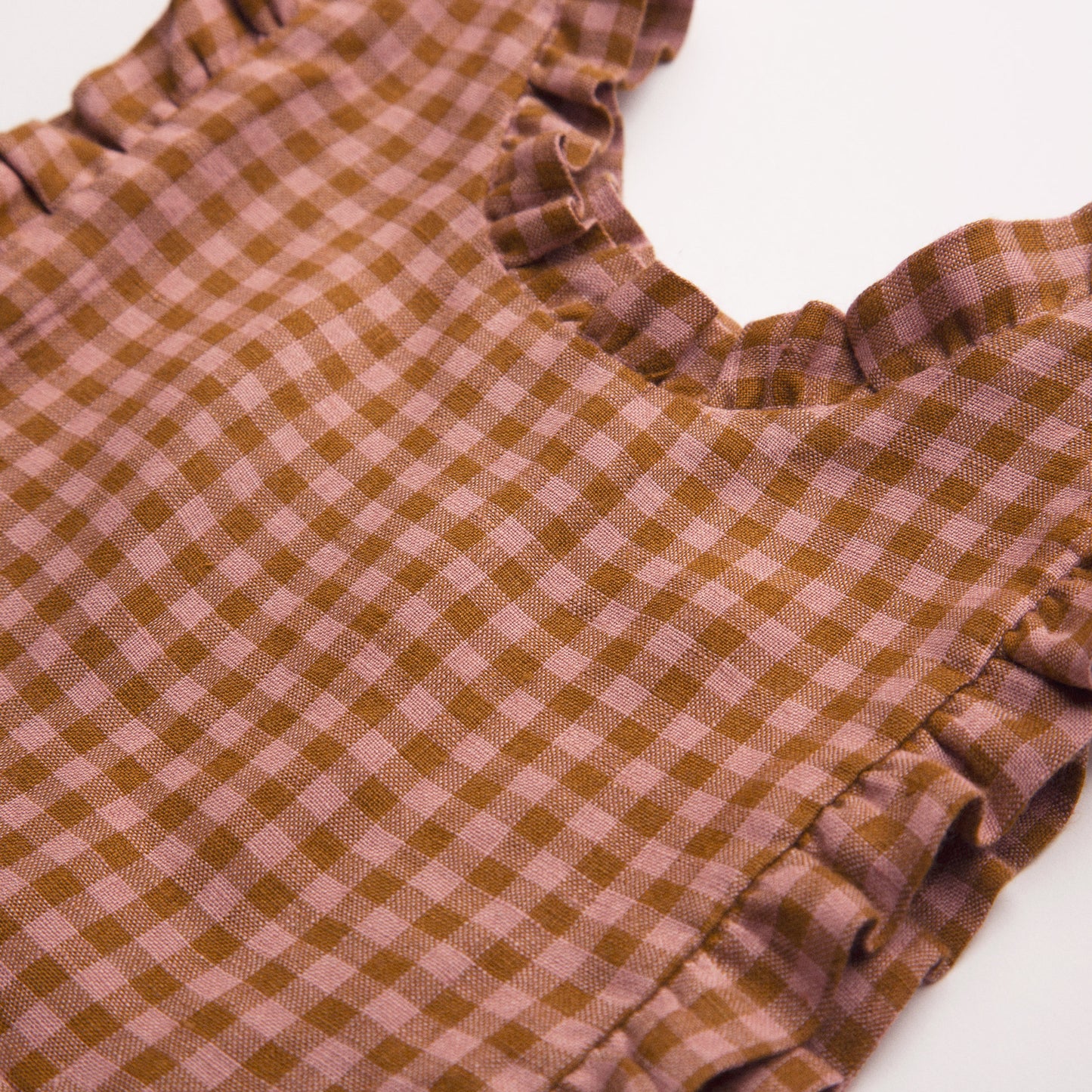 Marlow Pinafore - Rose & Caramel Check Linen
