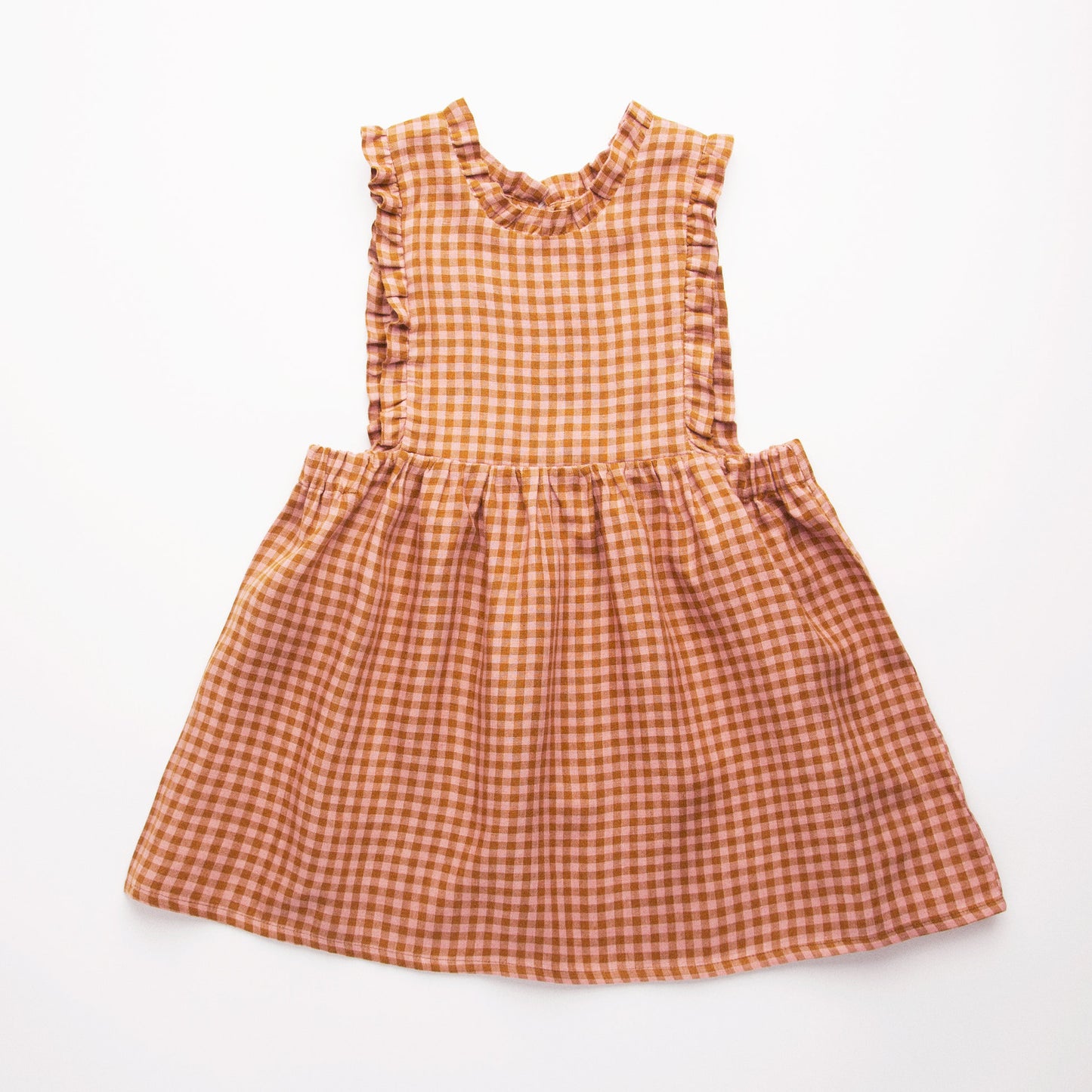 Marlow Pinafore - Rose & Caramel Check Linen