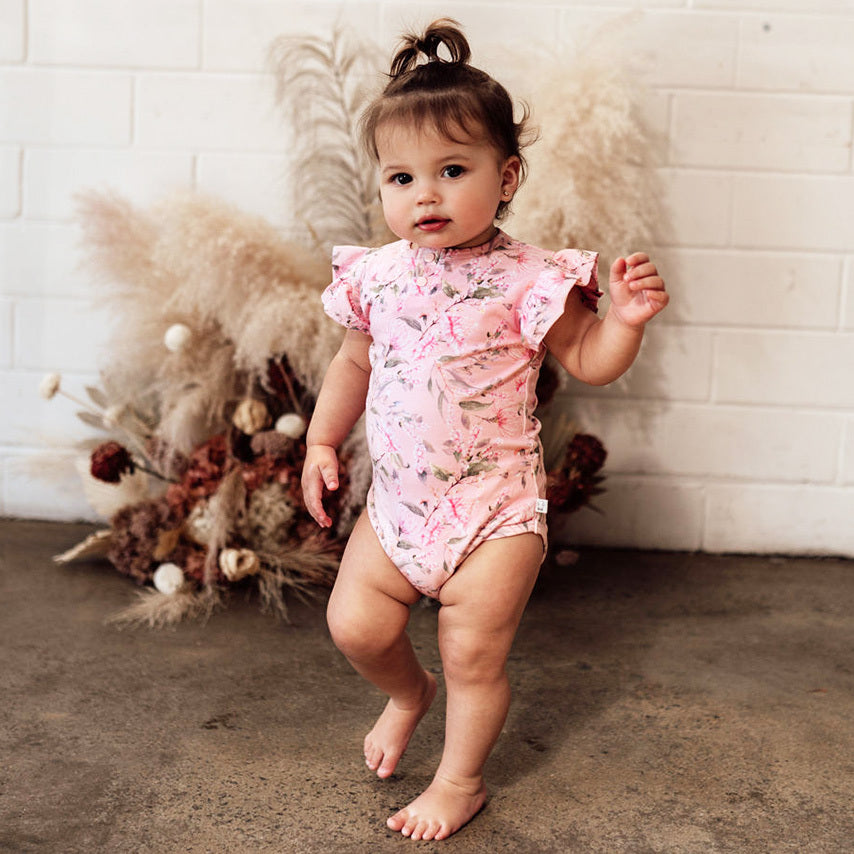 Pink Wattle Short Sleeve Bodysuit from Snuggle Hunny Kids