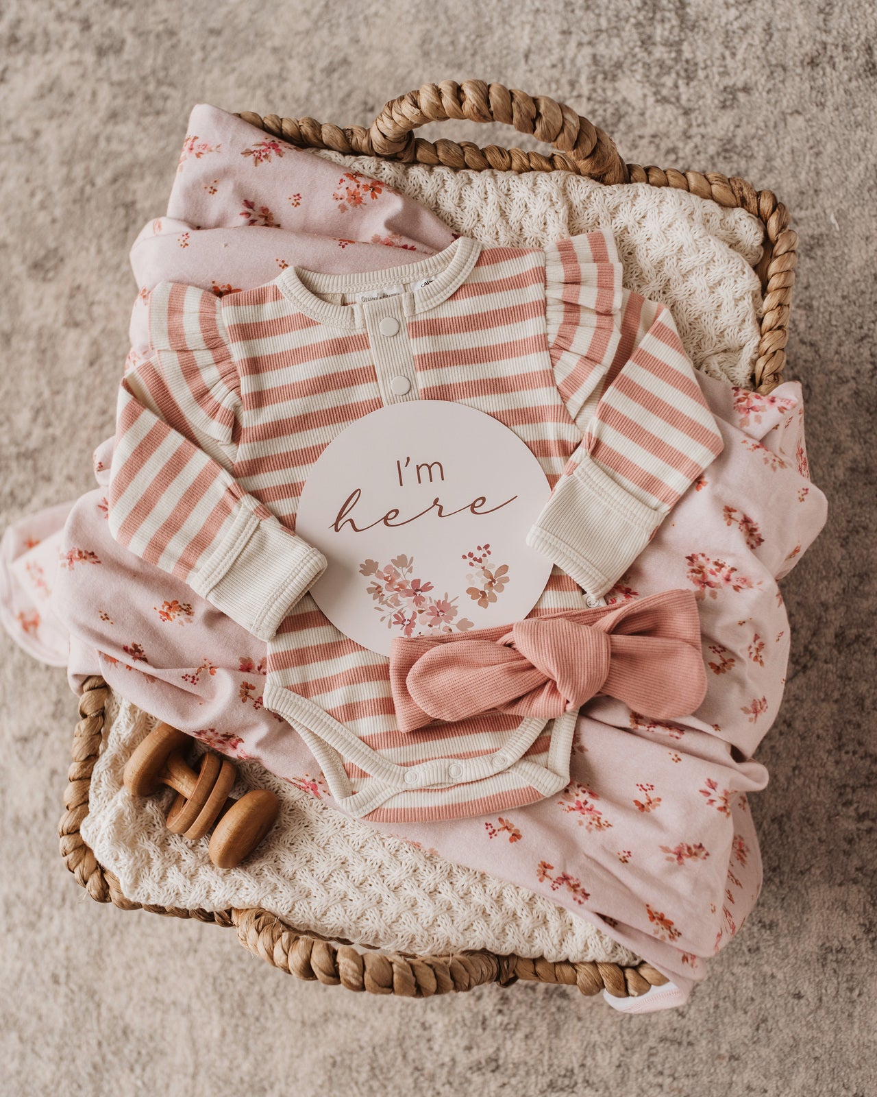 Rose Stripe Long Sleeve Bodysuit