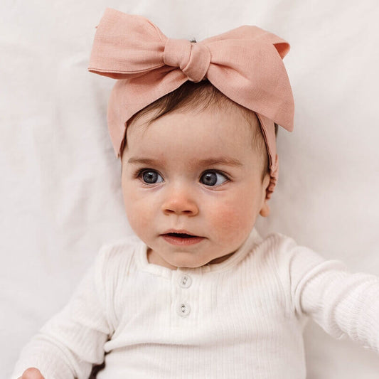Rust Linen Bow Pre-Tied Headband Wrap