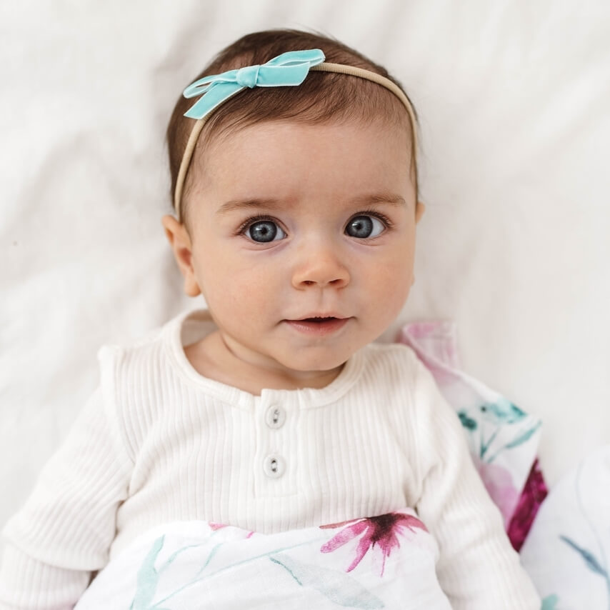 Turquoise Velvet Bow