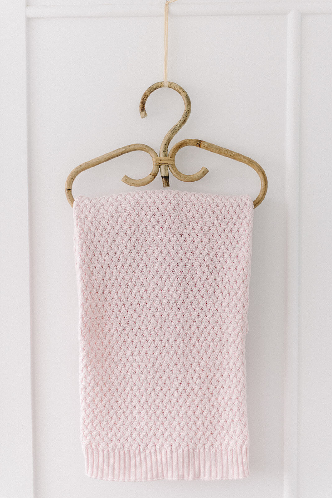 Blush pink diamond knit baby blanket from Snuggle Hunny Kids is now available on Sugarbird Kids.