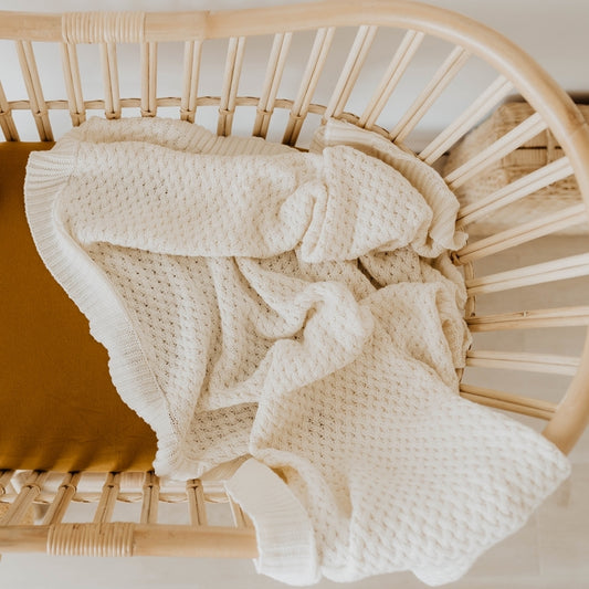 Cream Diamond Knit Baby Blanket from Snuggle Hunny Kids is now available on Sugarbird Kids