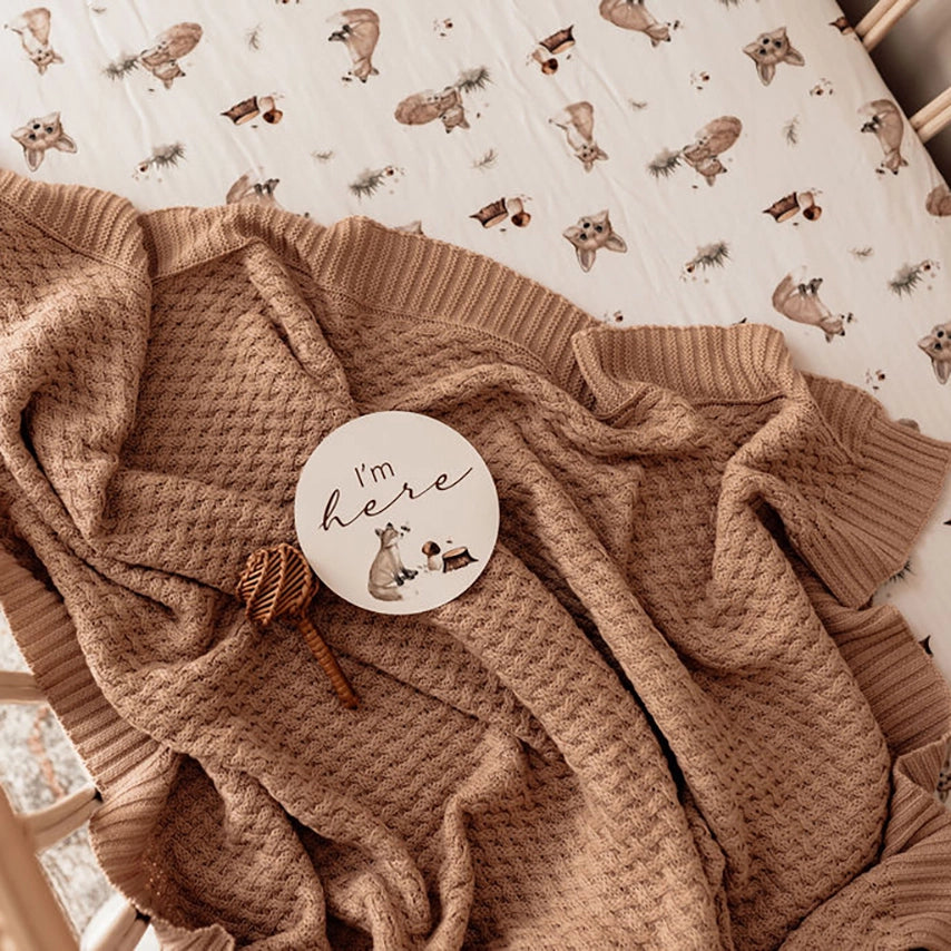 Hazelnut diamond knit baby blanket from Snuggle Hunny Kids is now available on Sugarbird Kids